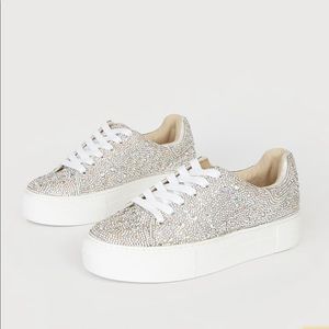 Betsey Johnson | SB-Sidny Silver Rhinestone Platform Sneakers